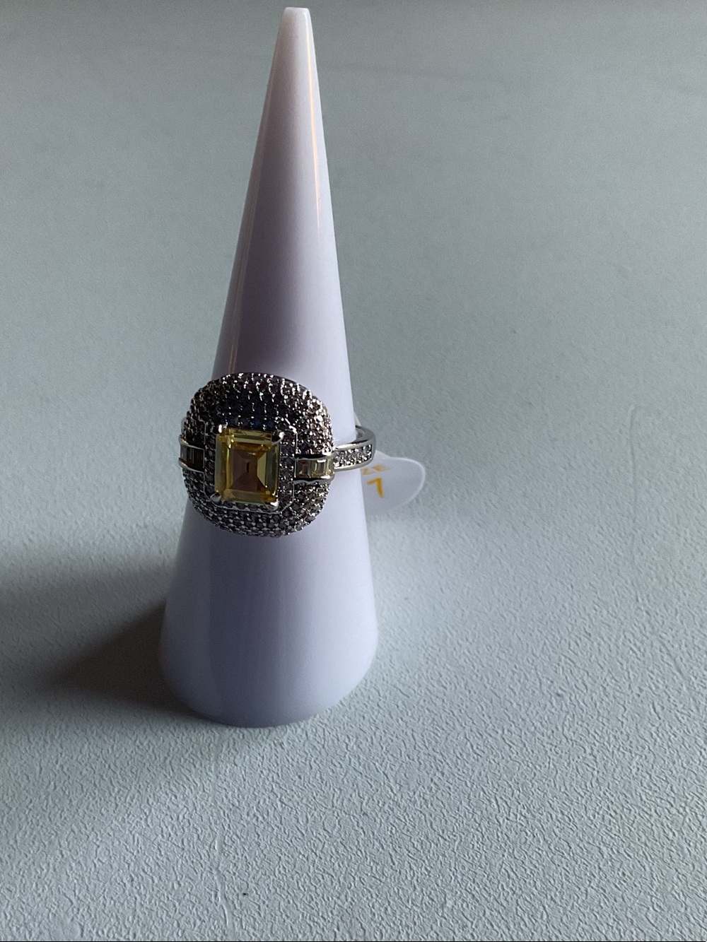 bp Sterling Silver Yellow Center Halo Ring
